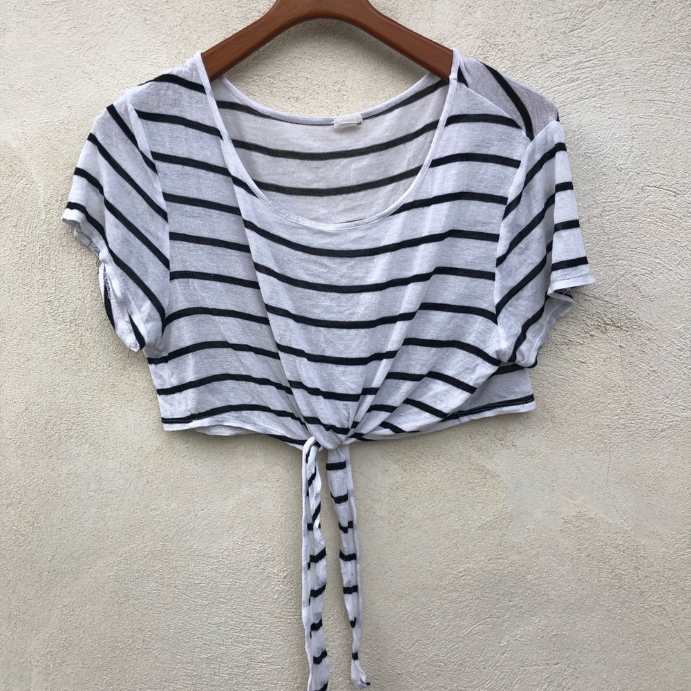 Stripe tie crop top